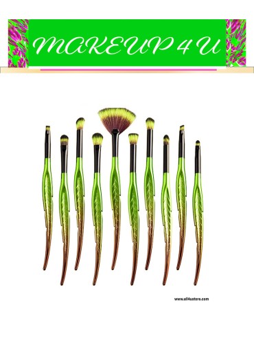 ALL4USTORE GREEN COLOR GRADIENT FEATHER BRUSH SET